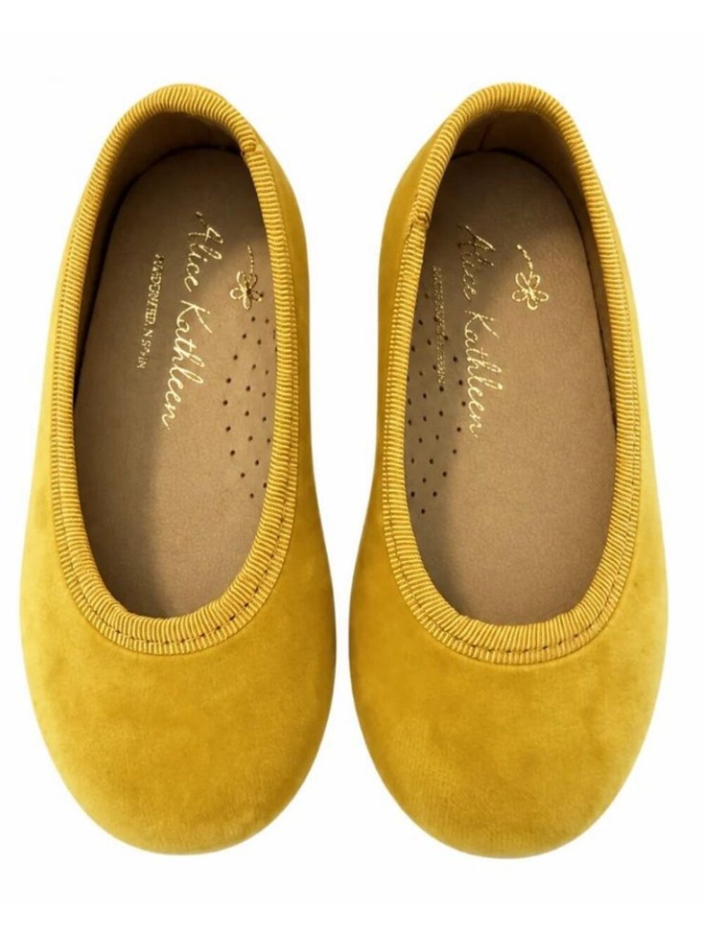 NWOT Alice Kathleen & Company Velvet Marigold Flat EU 23 Retro Preppy Yellow